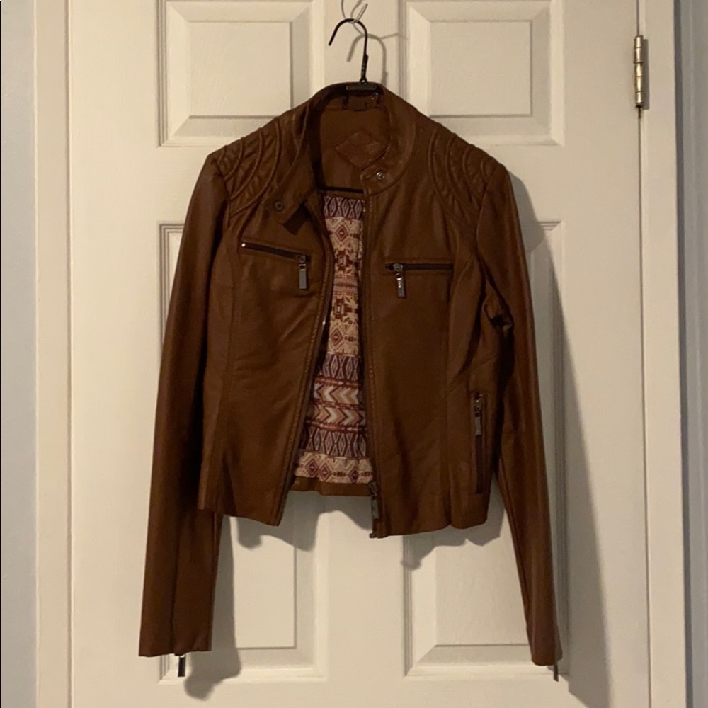 Brown Faux Leather Jacket (S)